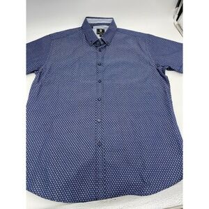 Steel & Jelly London Shirt Mens XL Blue Geometric Button Up Casual
